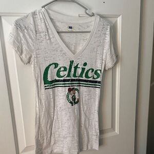 NBA White and Green Celtics Short Sleeve Tee